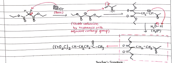 DEE (Base) CH estable carbonion by resonance with adjacent carbonyl group) Hot (H₂O) (Et0,C), CH-Cych,-&-ch, O= C12-CH2 Teach