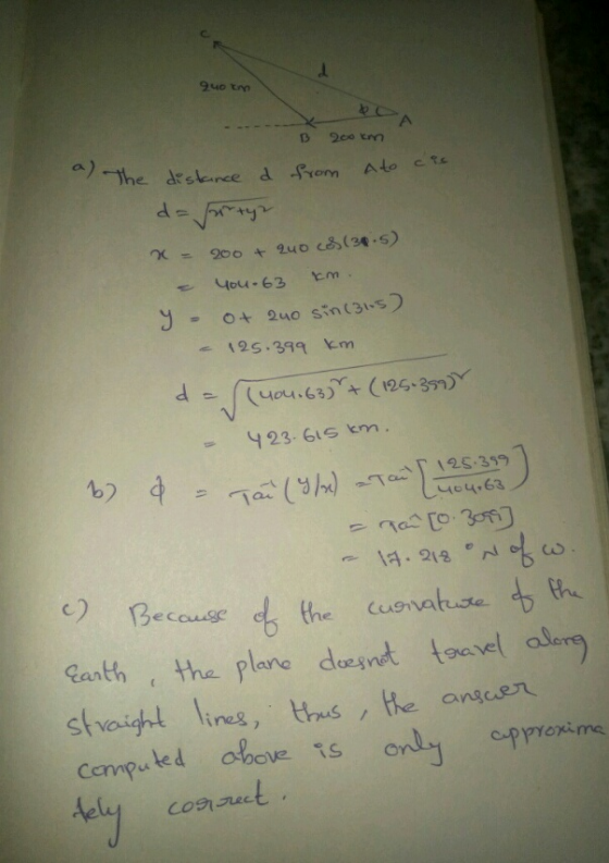 a) You-63 m 125.394 km b) 404,63 ω. c) he cuonatuse h easth thae plan dnt loevel abn Becouse stosigl lines, ts he anse ted ol