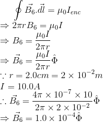 $ B.di = polenc 2r Be = HoI fff.. > B = Wo/ B = 0! | 2TT r = 2.0cm = 2x 10-2mm I = 10.0.4 R 4TX 10-7 x 10 | x2x10-29 = B = 1.