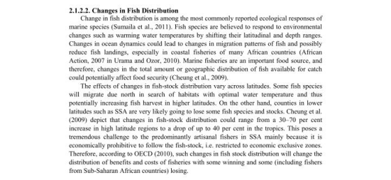 2.1.2.2. Changes in Fish Distribution Change in fish distribution is among the most commonly reported ecological responses of