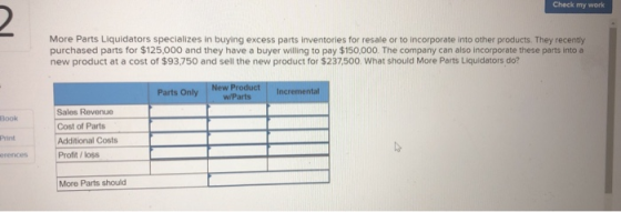 Check my work More Parts Liquidators specializes in buying excess parts inventories for resale or to incorporate into other p