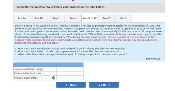 Complete this question by entering your answers in the tabs below. Reg 1A Reg 1B Reg 2 Req3 Req 4A to 4C Reg 4D Reg 5 Due to