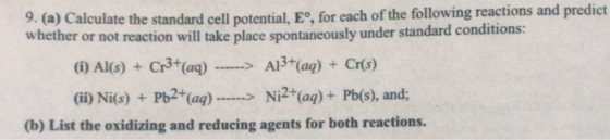 Calculate the standard cell potential, E degree, f