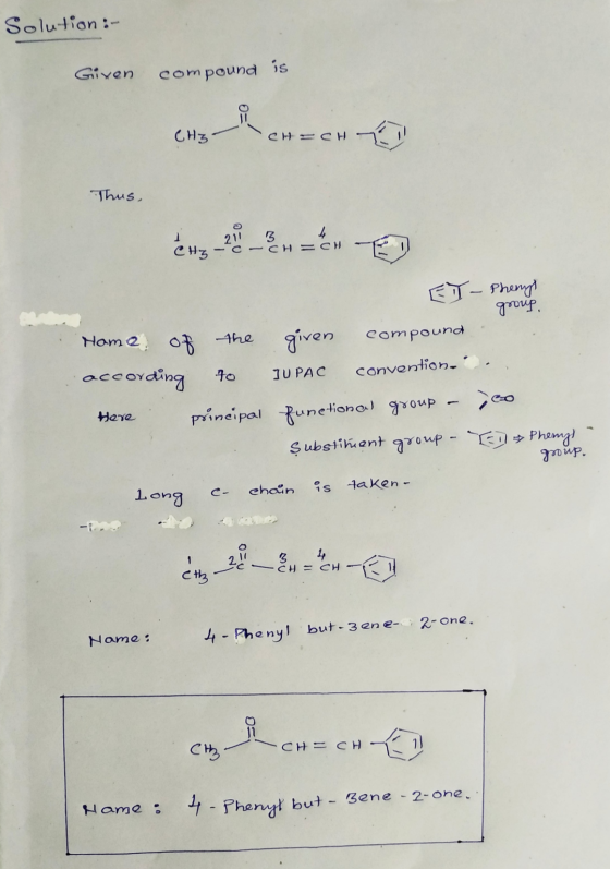 Solution:- Given compound a is CH3 CH=CH Thus, 211 B CHg e Hz - 2 - C - C H = CH ET - Pherry group, compound Nama of the give