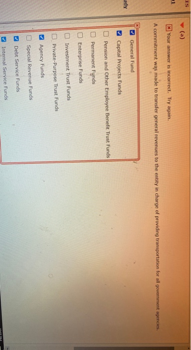 CES 1 x Your answer is incorrect. Try again. A commitment was made to transfer general revenues to the entity in charge of pr