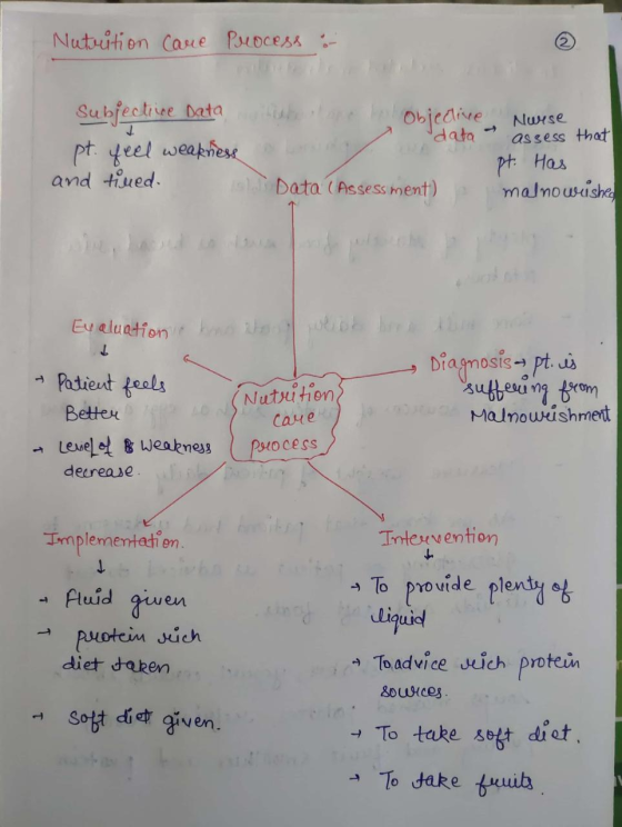 Nutrition Care Process :- Subjective Data pt. feel weakness and timed. lite lue to objective I data and Data (Assessment) New