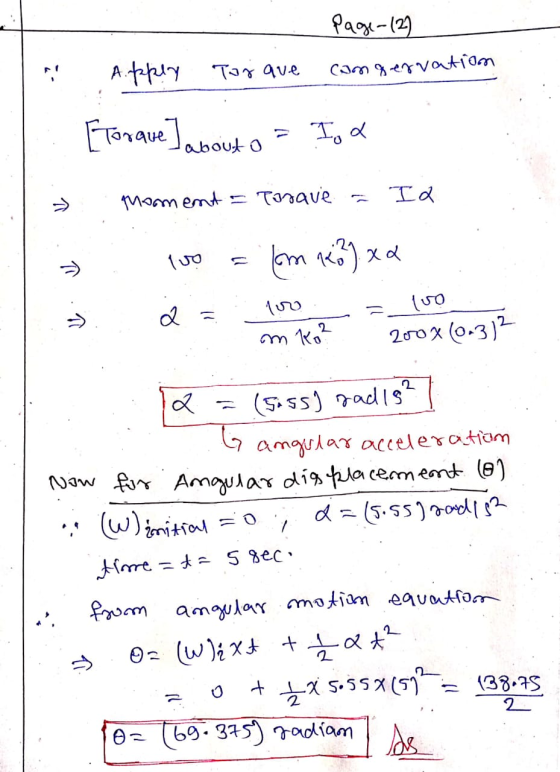 page-12) Apply Tor que confervation [Torque] about I a Moment - Porave I 2 V > tvo Im K. xd tvo 2 nov n Ko? 200x (0-3)2 2 (si