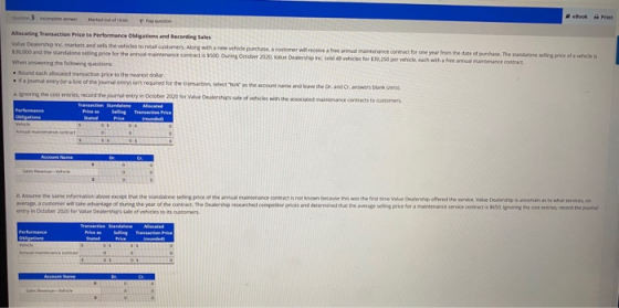 Print Platon Allocating Transaction Price to Performance Obligations and Recording Sales Value Dealership in markets and sell