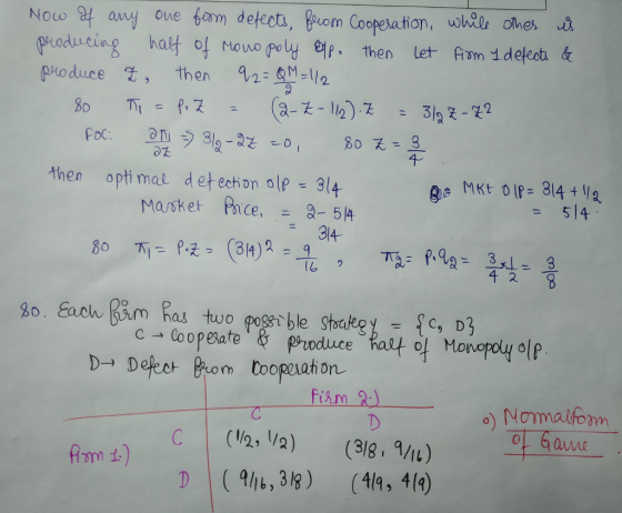 Noco 웍 auy one basm, detects, Buom Cooperation, wlagle ones produeieg halt of lovo poyepthen let fom 1 delect é produce %, then a2= 112 NOw focom Cooperation, whwe oho 80え=3 then opti mal detechon olp 314 5 4 5 314 6 2 C-Coopesate & Produces fai t of Monopolyolp C(/2 /2) (38. /IL)