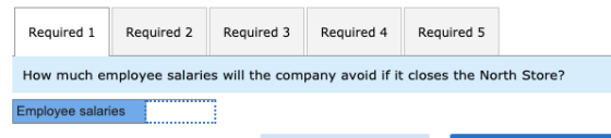 Required 1 Required 2 Required 3 Required 4 Required 5 How much employee salaries will the company avoid if it closes the Nor