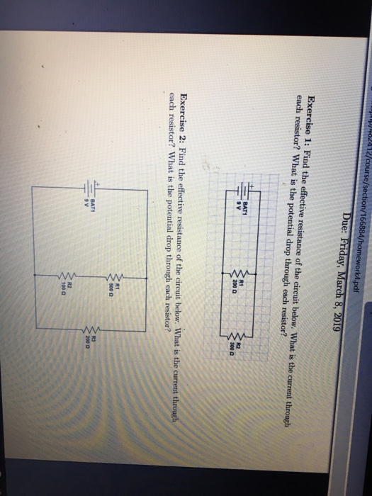 ork4.pdf Exercise 1: Find the effective resistance of the circuit below. What is the current through each resistor? What is t