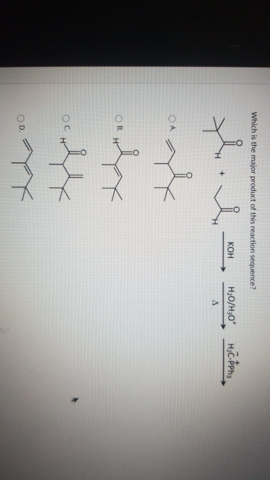 Which is the major product of this reaction sequence? I nawe, szamy H2O/H30* H₂C-éphs H OA. B. H OC. H G4 OD.