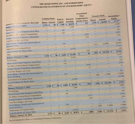 THE HOME DEPOT, INC. AND SUBSIDIARIES CONSOLIDATED STATEMENTS OF STOCKHOLDERS EQUITY Accumulated Other Comprehensive Income