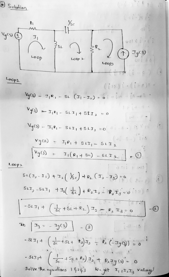 & Solution LOOP Loop 2 Loops Loop! Vgcs) - 7,8, - St (J1 -1) - 0 1 - 1:3 ges) - IRI - SLTI + sti, =0 TR - SLI, +SLI, =0 Vg(5)