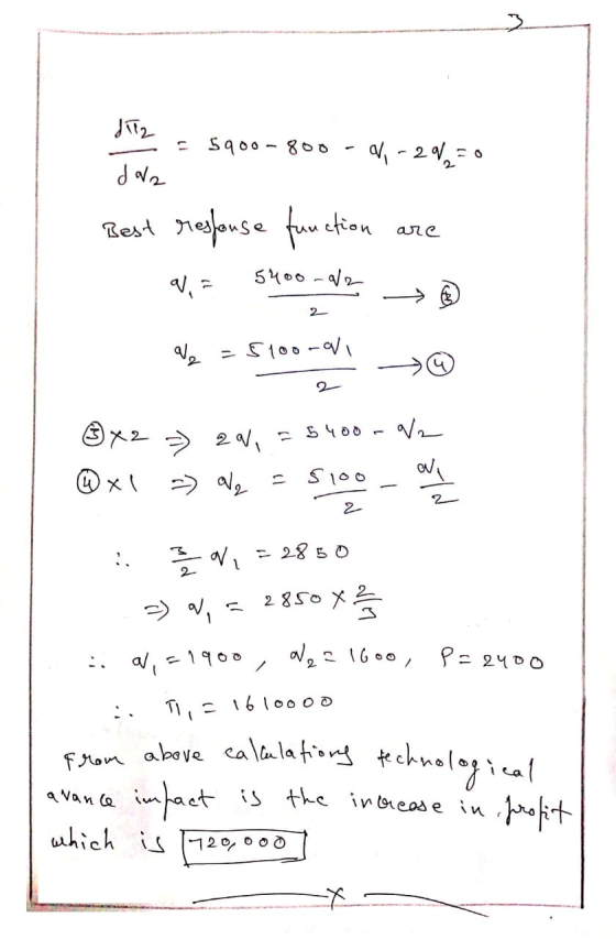 JIT2 . CE 5900-800 - , -20.= 0 dala Best response function are 9,= Show more → We = 5100-00 3x2 - 2V, = 5400 - 02 @x1 => 2 =
