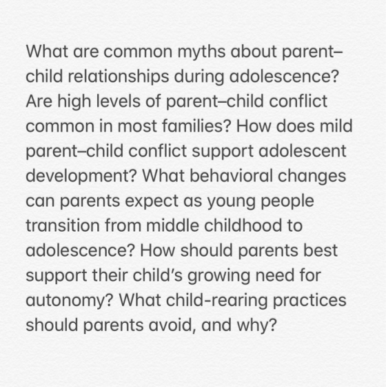 What are common myths about parent- child relationships during adolescence? Are high levels of parent-child conflict common i
