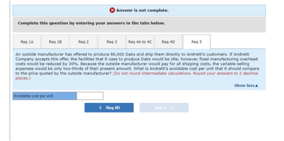 Answer is not complete. Complete this question by entering your answers in the tabs below. Reg 1A Reg 1B Reg 2 Reg 3 Req 4A t