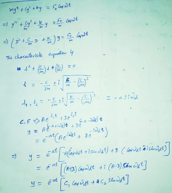 - Foloswt m myllytky =) y + y! + y 2 to lasat D² + ) ។ ។ y = for laut C m m m The characteristic equation is 1²+ (net 2 C س