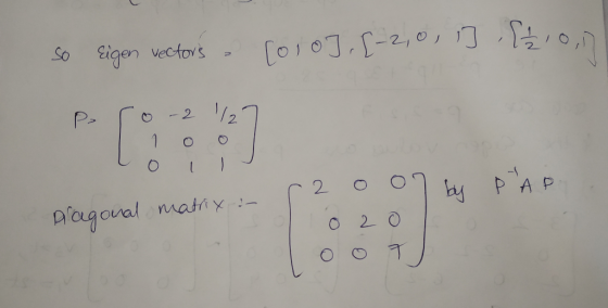 so eigen vectors Coio].[-2,0, 1] [2107 P ro-2 1/27 ( 2 o o7 ТРАр 020 Plagonal matrix :