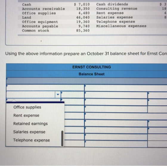 $ 3 18 Cash Accounts receivable Office supplies Land office equipment Accounts payable Common stock $ 7,010 Cash dividends 18