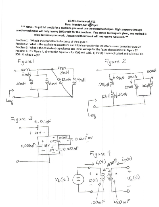 EE 261- Homework #11 Due: Monday, Oct 205 pm *** Note - To get full credit for a problem, you must use the stated technique.