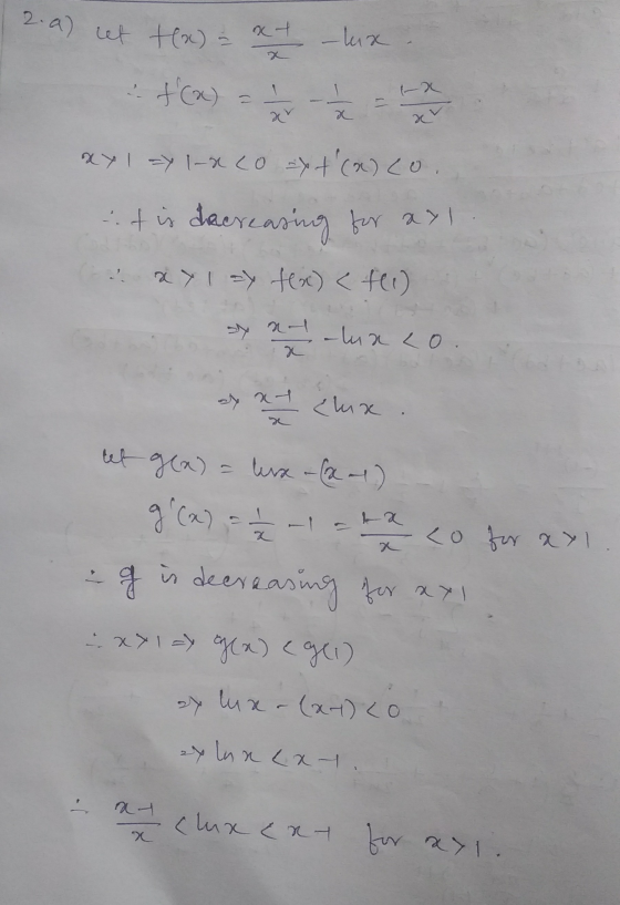2.a) net tx) = xt - lux. : tx) = 1 1 1 1 1 1 1 = 2 2 2 xxl ay 1-X co xt(a) Co., it is decreasing for a 71 2.XYy towe) < fel)
