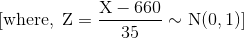 (where, Z X - 660 35 N(0,1)]