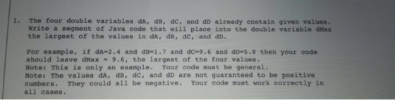 The four double variables dA, dB, dC, and dD alrea
