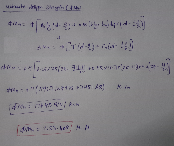 tiltimate design strength (@MG) t 4 mnd (msfyld-9]+ 0.85Py-bu) te« (-40) omn= & [T (d-2) + C, (d-tf)) Mn = 0.966-25875(29-34