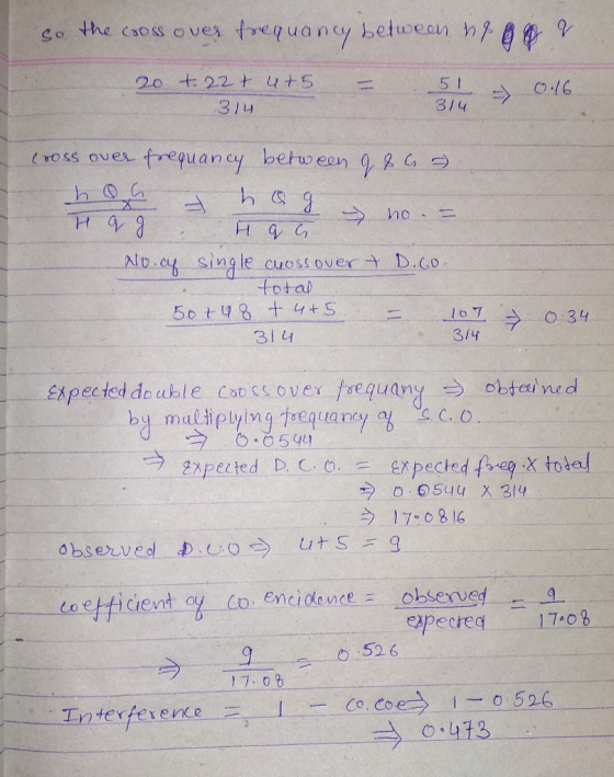 9 20 t: 2.2 + 4+5 314 lD.y Single cuoss over A D.o ㄧㄚ 314 3/4 Expected double Coo s sover-frequan({ obtained -: ラgYPeeted D.
