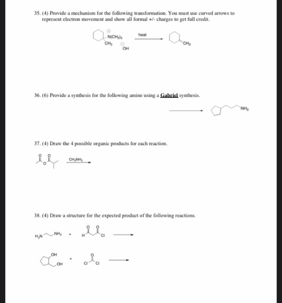 35. (4) Provide a mechanism for the following transformation. You must use curved arrows to represent electron movement and s