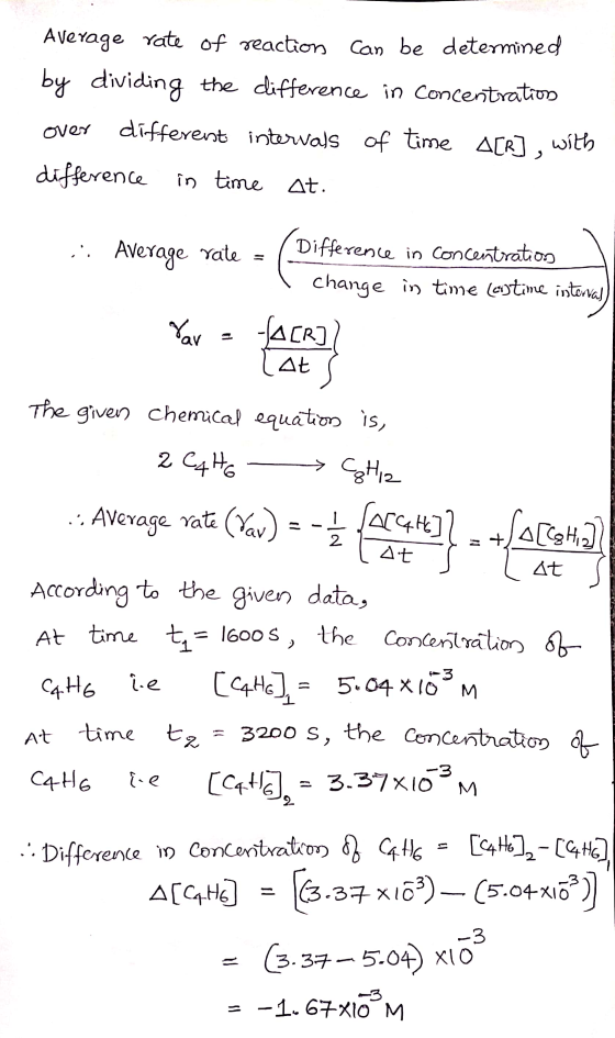 Average rate of reaction can be determined by dividing the difference in concentration over different intervals of time A[R],