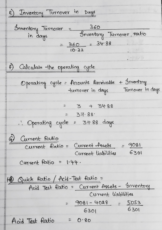 €) Inventory Turnover in Days 360 Gnventory Turnover in days Inventory Turnover ratio 34.88 360_ 10:32 Calculate the operatin