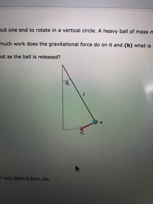 out one end to rotate in a vertical circle. A heavy ball of mass i much work does the gravitational force do on it and (b) wh