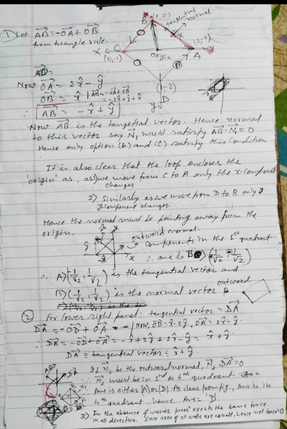 normal. tangential Diet AB-0 Àto B from trangle rule. (0,-1) origin o OB a ê 1 Anonton AB= 2. Now I Å - 2² - (1-2) x+y yo Now