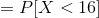 =P[X<16]
