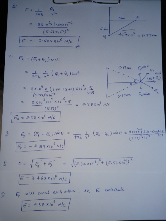 5 em G+E -6 S.59 Е,-2.SBX/01 NIc E = 3.469 X100 N/C