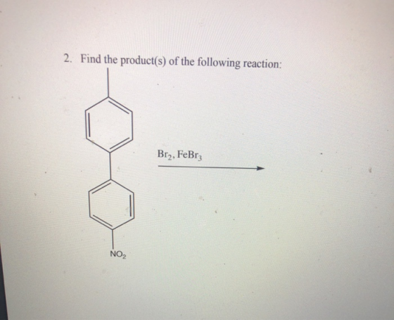 2. Find the product(s) of the following reaction: Br2, FeBrz NO2