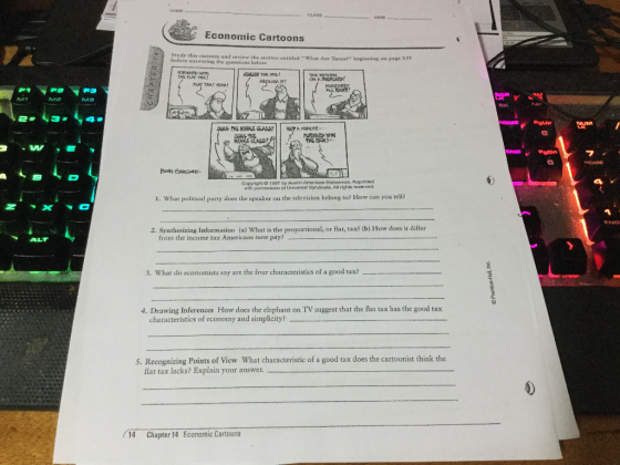 GLASS Economic Cartoons Study this cartoon and review the section entitled What Are Taxes before answering the questions bel