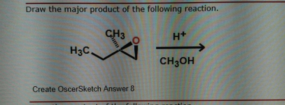 Draw the major product of the following reaction. CH3 Ht CH3OH Create OscerSketch Answer 8