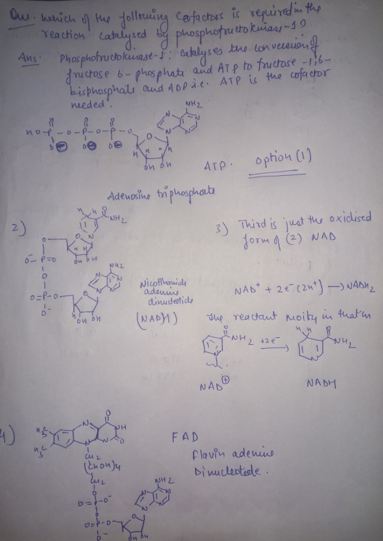 0. 01 al. hehich of the following cofactors is required in the o reaction catalysed by phosphofsuctokinase -19. Ans: Phosphof