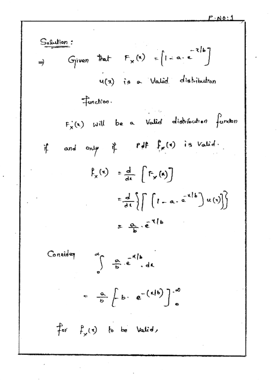 P.NO:1 Solution : - Given that Fx CM) fi-a.etle] u(n) is a valid digbibution function. Fj(a) will be a valid distribution for