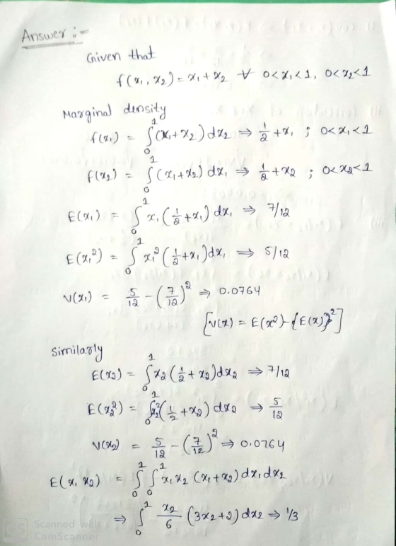 Let X1 And X2 Have Joint PDF F x1 x2 x1 x2 For 0