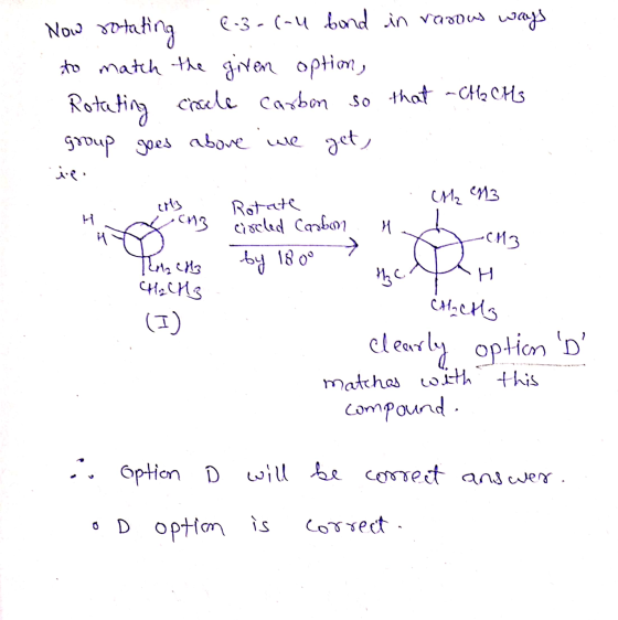 Now sotating e-3-(-u bond in various ways to match the given option, Rotating croele carbon so that -CH₂ CH3 group goes above