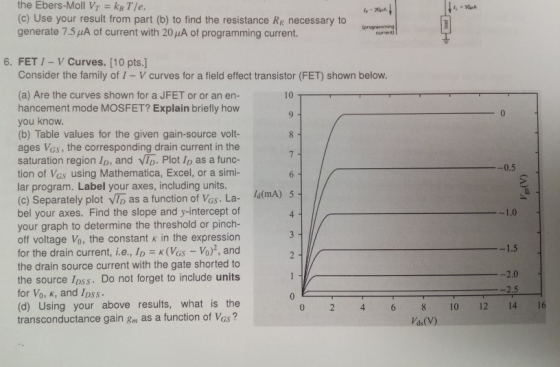 the Ebers-Moll VT = kB T/e. (c) Use your result from part (b) to find the resistance Rg necessary to generate 7.5μΑ of curren