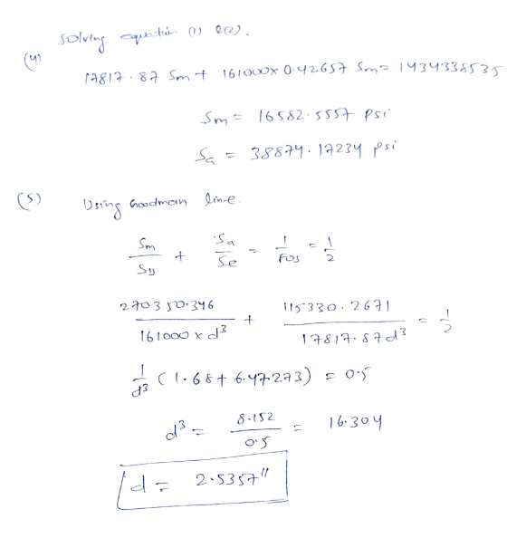 Solving equestion ♡ lei. ( 17817.87 Smt 161000x 0.42657 Sma 1434338535 sm= 16582.5557 psi Sa =38874.17234 psi (5) line. Using