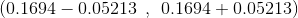 (0.1694 -0.05213.0.1694 +0.05213)