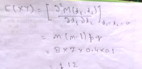 E(XY) 2² m (teit ate dtz, (n-1) pg J 8x7x0.48o. 1 - 1.12