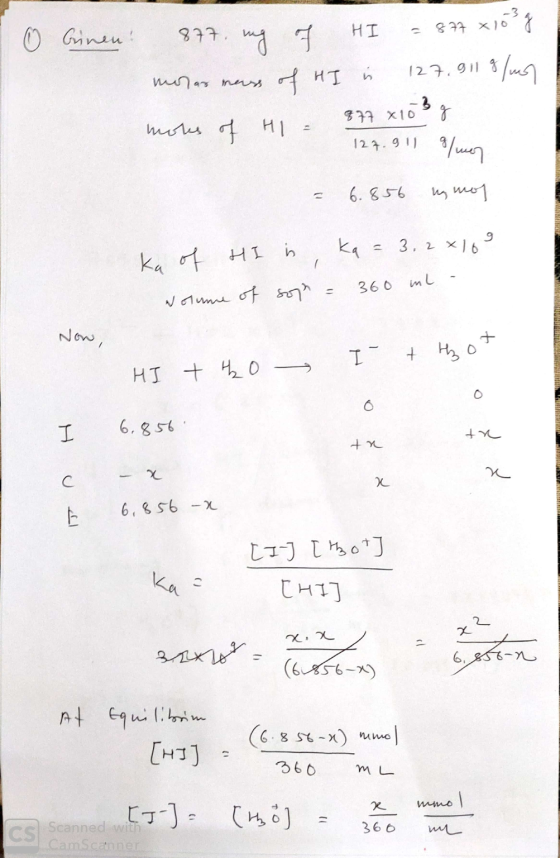 To Ginen! 877. mg of HI = 877x10 3 g и п. у Кит ь 123, 91 % (« или 4 н . 377 x16 * 127. 1) */ш. = 6. -4 , 1 к и н ь , , = 3,