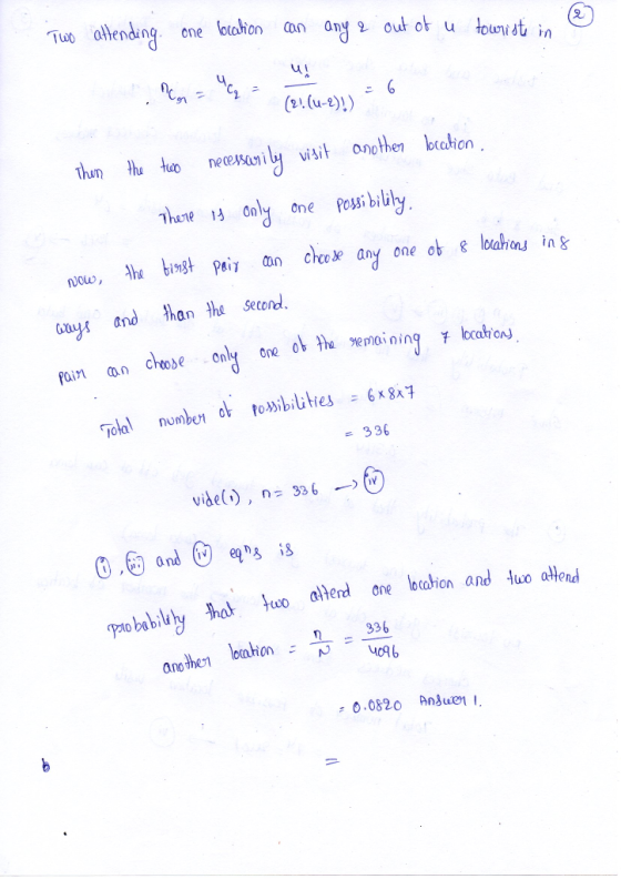 Two attending one location can any a out of u tourist in & (21.(4- 226 Then the two necessarily visit another beation - There